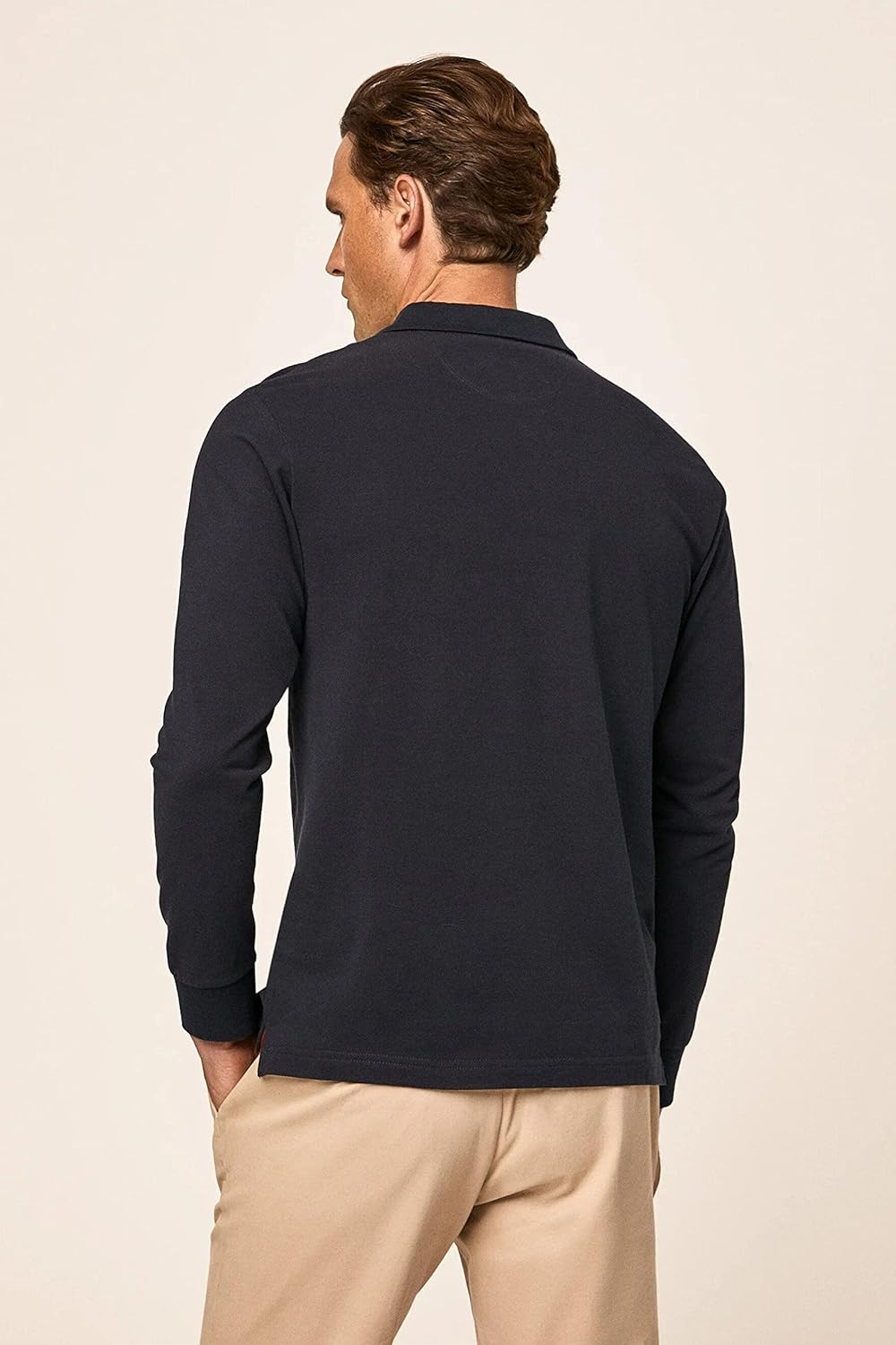 Hackett London Herren Slim Fit Logo Ls Polo Shirt, S Blue (Navy Blue)