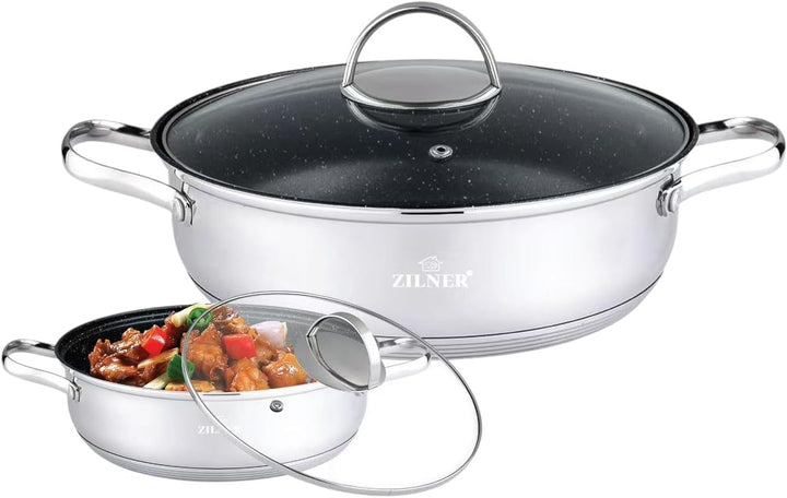 Topf Kochtopf - 26 cm - 5 L - Edelstahl - für alle Herdarten - mit Glasdeckeln und hitzbeständigen G