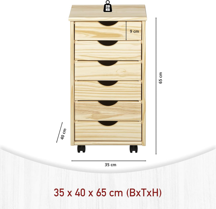 Inter Link – Rollcontainer – Rollcontainer mit 6 Schubladen – Bürocontainer - Rollschrank – Rollwage