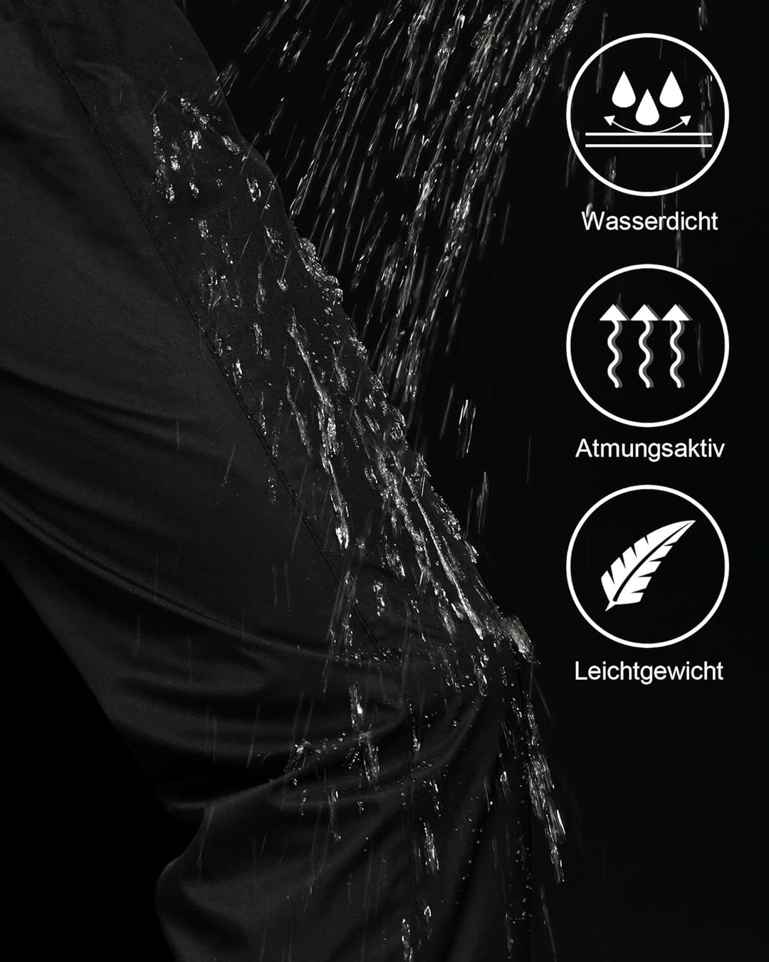 Regenhose für Herren wasserdichte Leichte Winddichte Outdoorhose zum Wandern Camping Golf S / 30L Sc