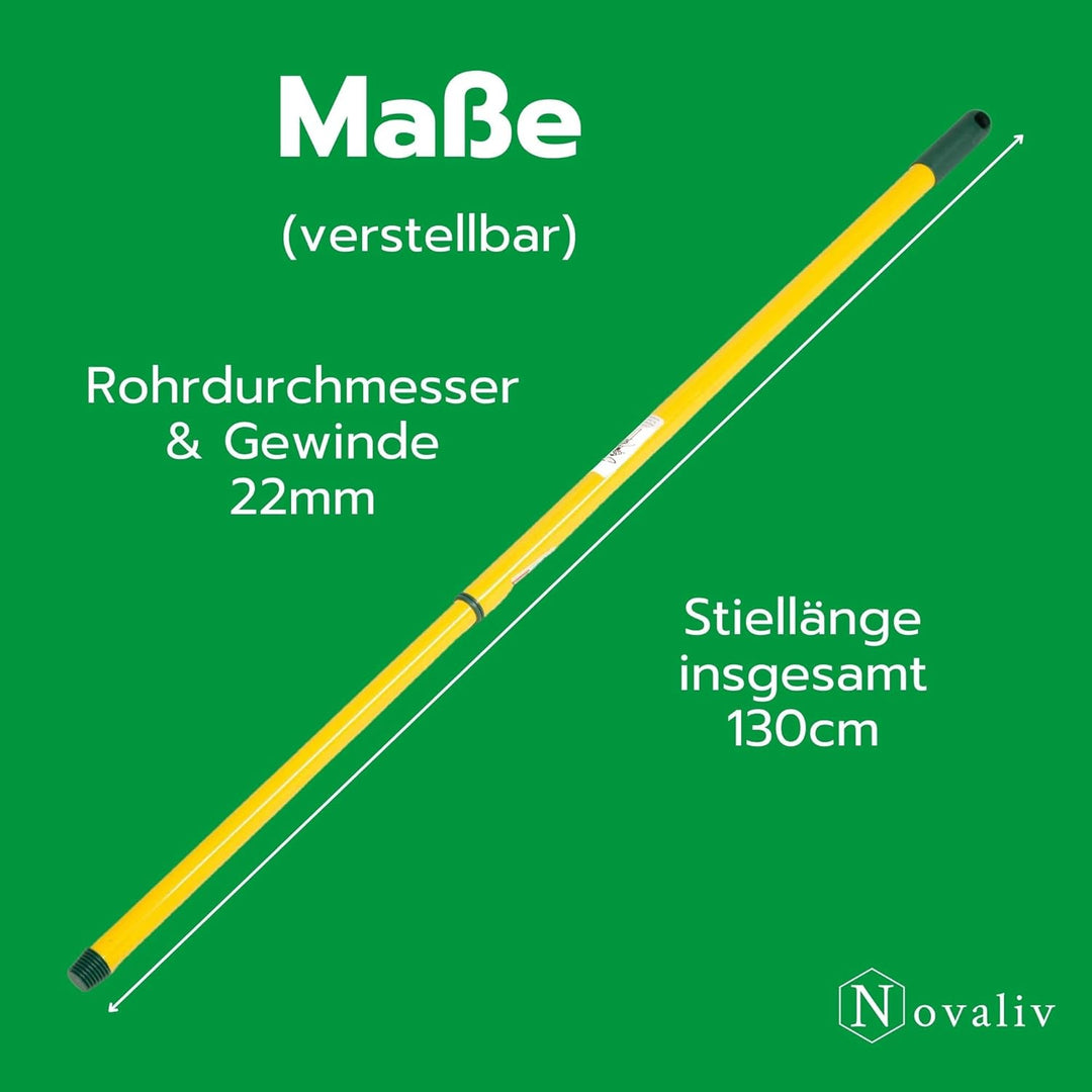 Novaliv 2er Set Teleskop Besenstiel mit Gewinde 80-130 cm Gelb Grün Metallstiel für Besen deutsches