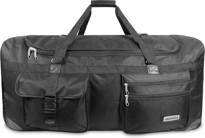normani Reisetasche XXL Trolly mit Rollen Jumbo Travel Bag aus robustem Material Schwarz / 80 Liter