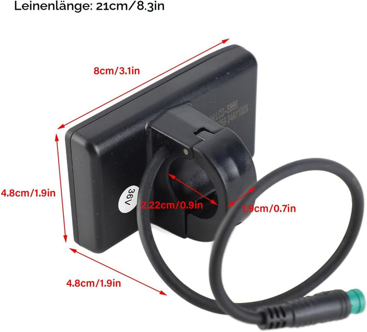 LCD Display für Fahrrad, ABS-Material, Wasserdicht, mit Hintergrundbeleuchtung, 22,2mm Lenkerhalteru