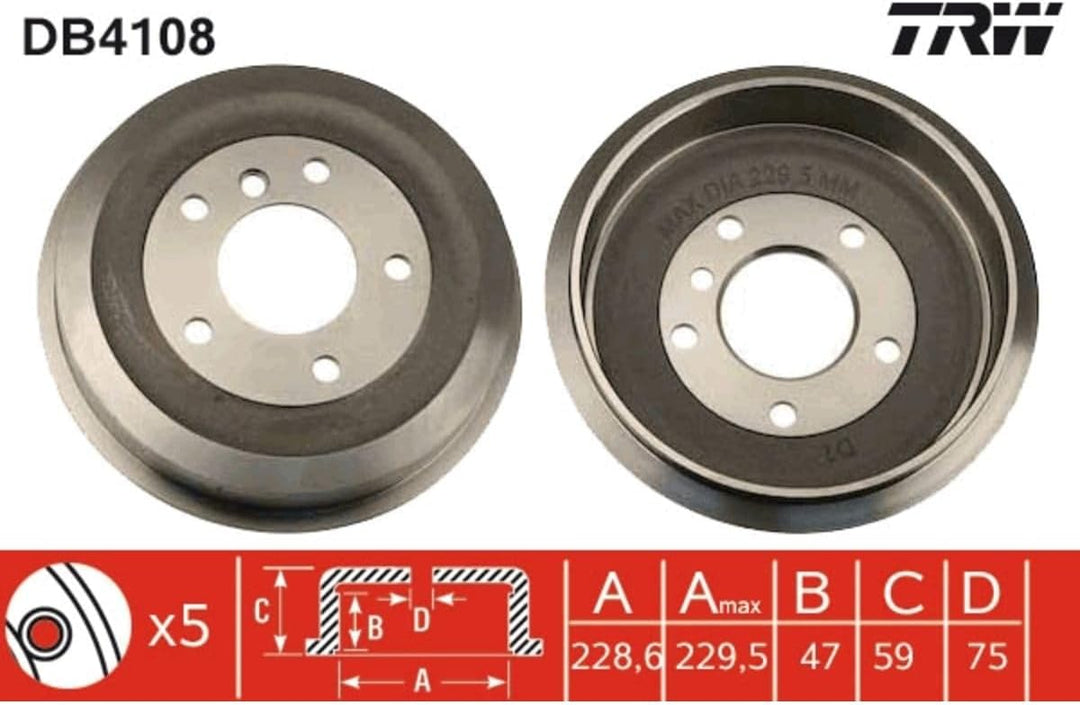 TRW Automotive AfterMarket DB4108 Bremstrommel