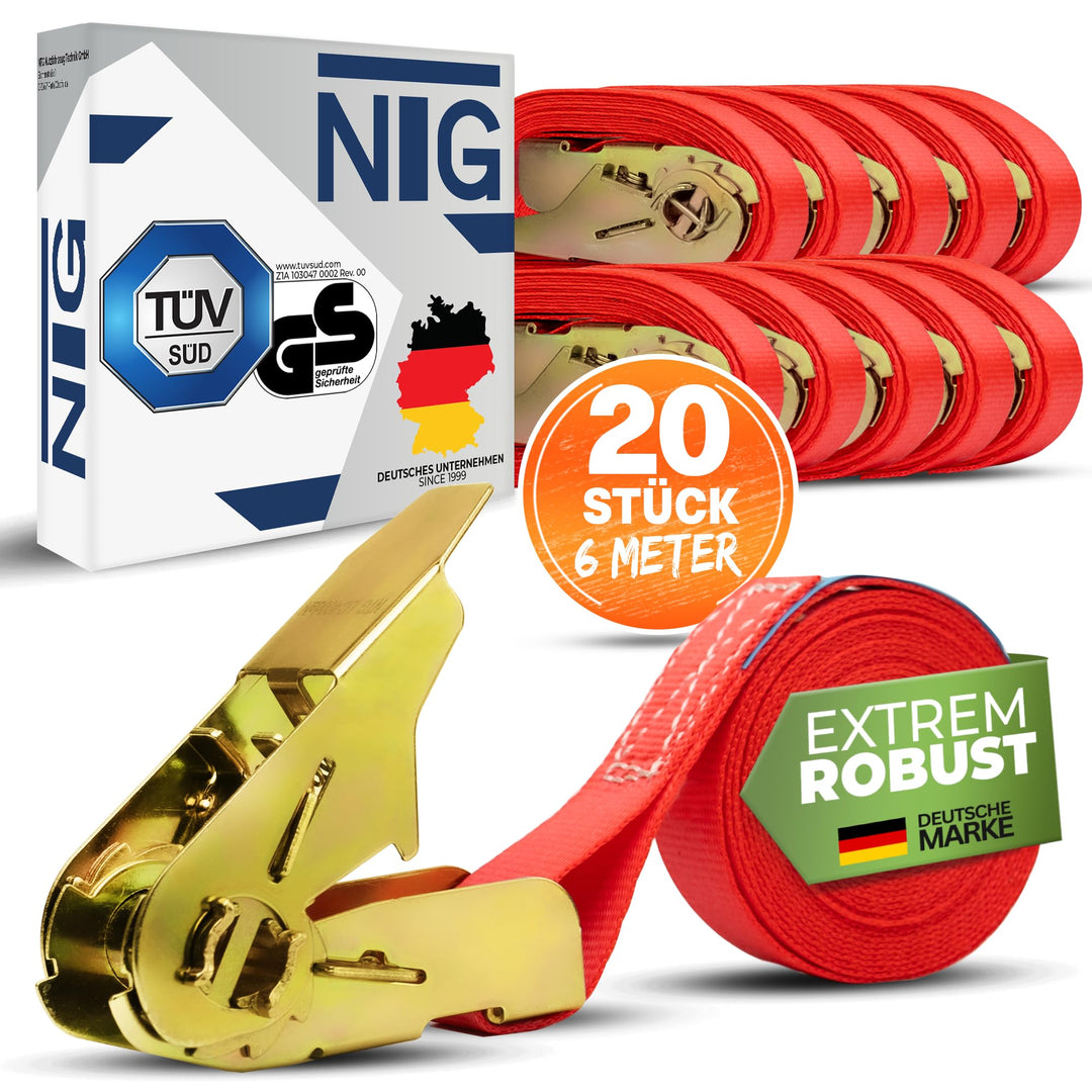 NTG 4-20 Stück | 800kg | 4m und 6m | Spanngurte mit Ratsche | einteilig | 1 teilig | Ratschengurte |