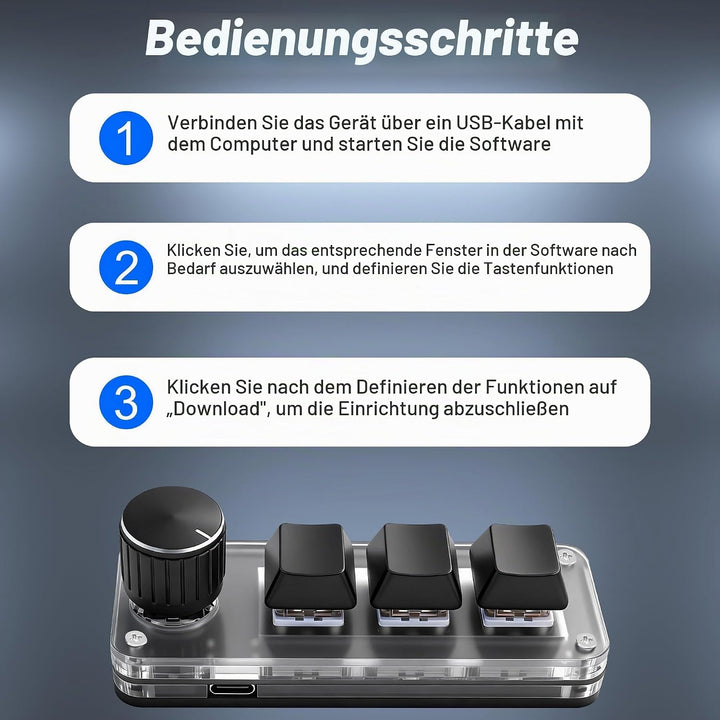 Mini 3 Schlüssel Tastatur Mechanische Tastatur Einhandige Hot Key mit Knopf | DIY Programmierbares M