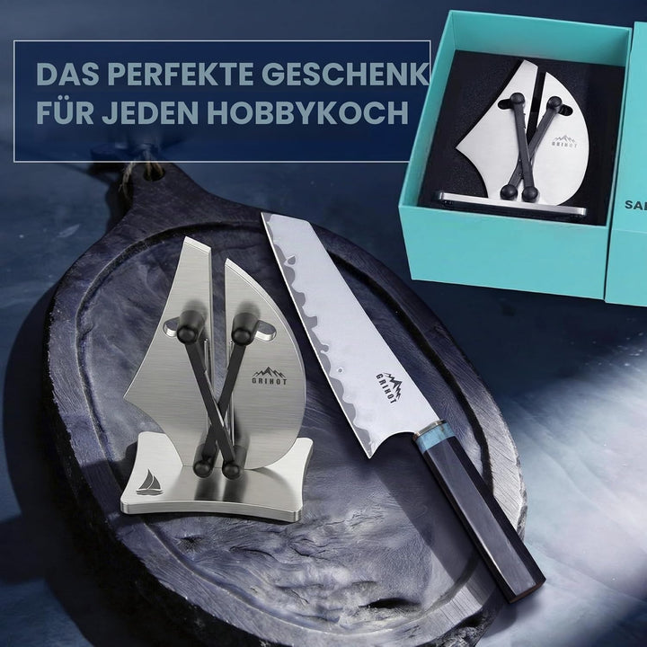 VN3 Professioneller Messerschärfer | 3-Aktions-stromlinienförmiges Segelboot-Design für müheloses Me
