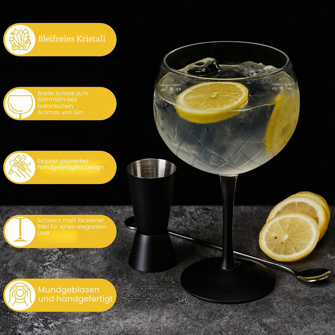 MIAMIO - 2 x 650 ml Gin Glas / 2er Gin Gläser Set -Hochwertige Gin Tonic Gläser ideal für Gin und Co