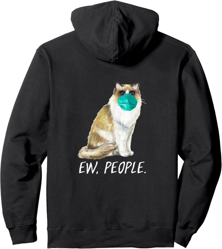RAGDOLL Katze mit Gesichtsmaske Mundschutz Rückendruck Pullover Hoodie