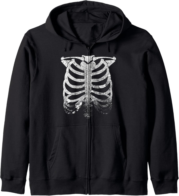 Halloween Skelett Rib Cage Funny Retro Vintage Grafik Kapuzenjacke