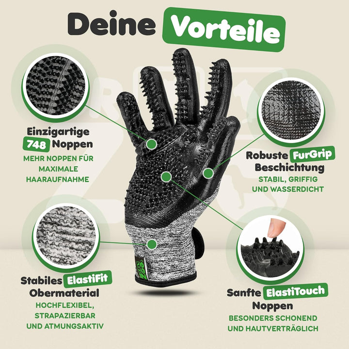 DR Zoo Gr. S Paar Fellpflegehandschuh zur Fellpflege - Handschuh für Hund und Katze, S