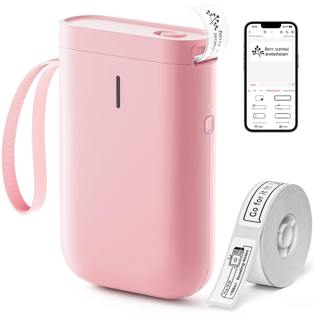 NIIMBOT D11 Etikettendrucker Tragbarer Aufkleberdrucker, Wireless-Technologie und 1 Rolle Starter-Et