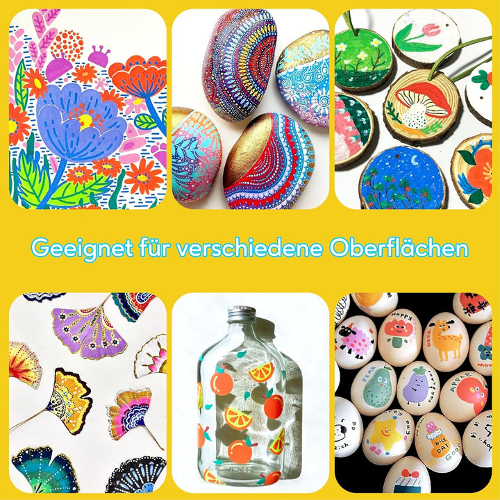 Pamaker 120 Farben Acrylstifte Set – Doppelseitige Spitzen, Multimarker für Steine, Holz, Stoff, Lei