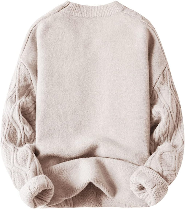 Aelfric Eden Herren Basic Pullover Damen Oversized Strickpullover Rundhals Unisex Einfarbig Pulli Ge