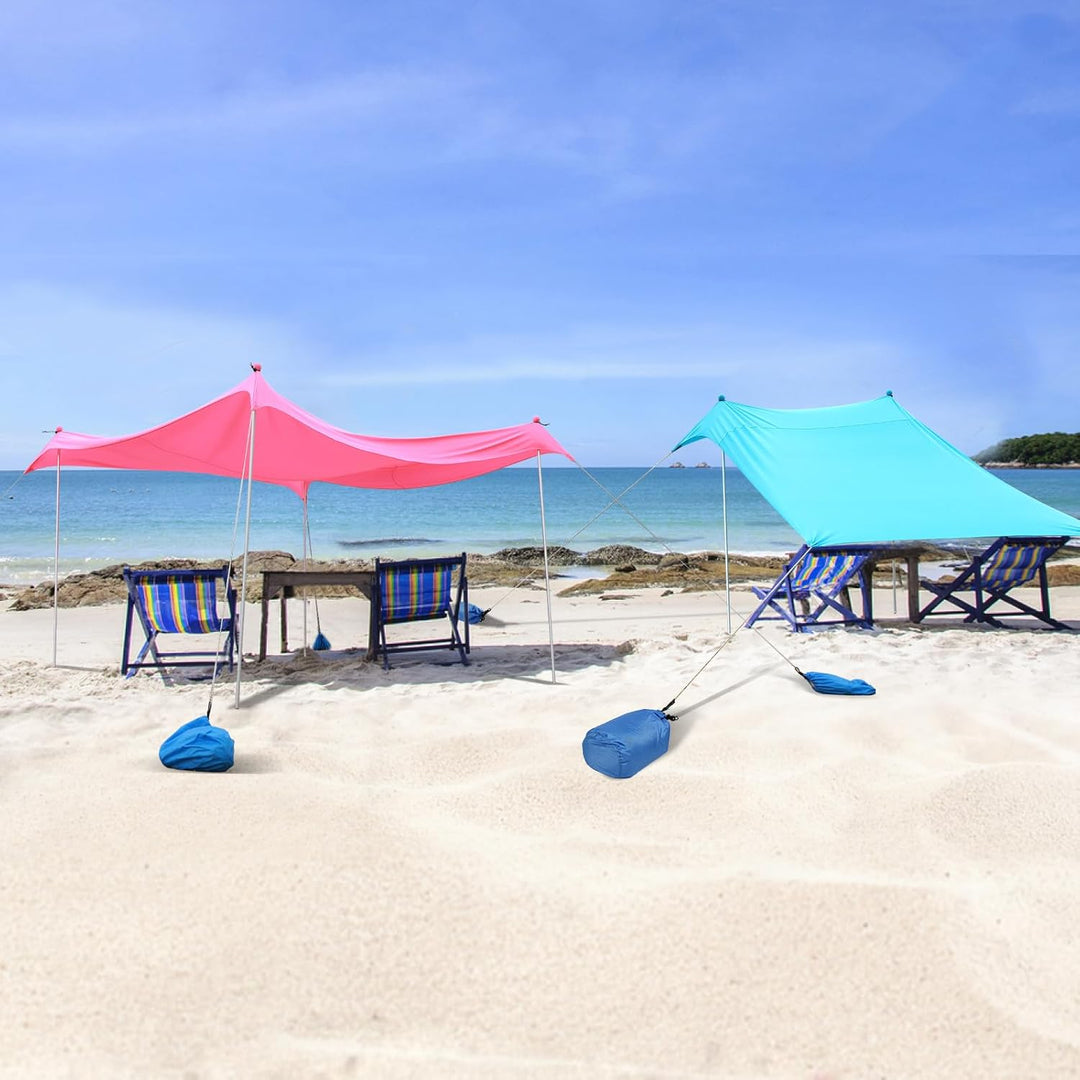 JAICOM Strandzelt, 2.1x2.1m Strandmuschel, UPF50+ UV-Schutz und Wasserdicht Sonnensegel, Mit Sandsch