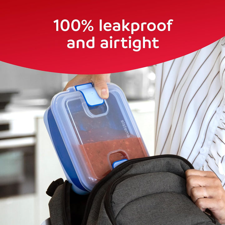 Sistema Heatables Microwave Food Containers | 1L | Leakproof Meal Prep Containers with Lids | 3 Coun