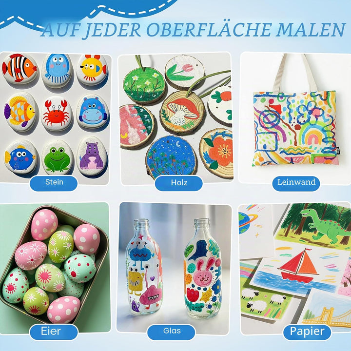 Guangna 240 Farben Acrylstifte Marker Set für Stoff, Leinwand, Glas, Holz und Papier, 240
