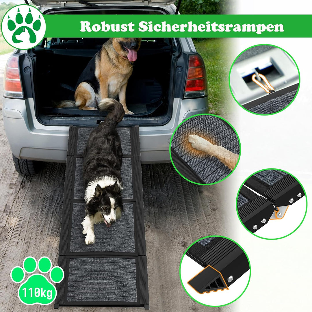 SUBTLETY 157x43cm Aluminium Hunderampen Klappbar Haustiere Sicherheitsrampen Anti-Rutsch Hundetreppe