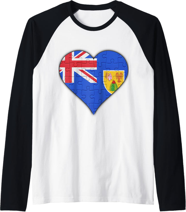 Turks und Caicos Turks und Caicos Flagge Herz Raglan