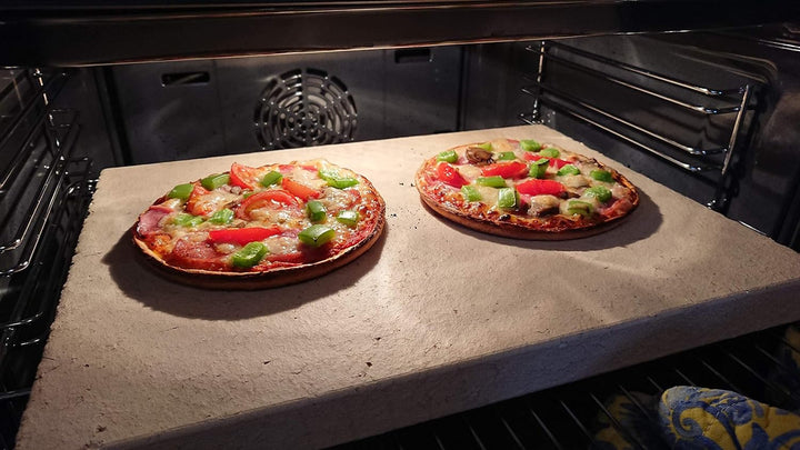 Pizzastein Brotbackstein Flammkuchenplatte aus Speicherschamotte, Für E-Herde