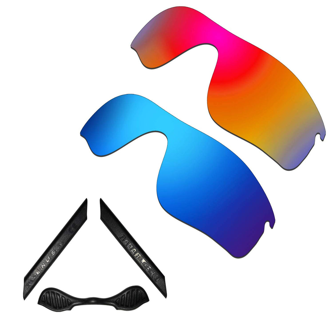 HKUCO For Oakley Radarlock Path Red/Blue Polarized Replacement Lenses And Black Earsocks Rubber Kit