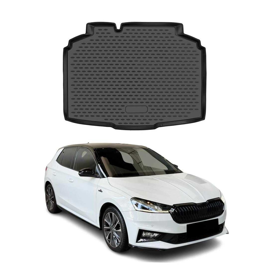 Kofferraumwanne Kofferraummatte kompatibel mit Skoda Fabia 2021-2023 Auto Gummi Schwarz