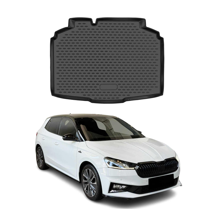 Kofferraumwanne Kofferraummatte kompatibel mit Skoda Fabia 2021-2023 Auto Gummi Schwarz