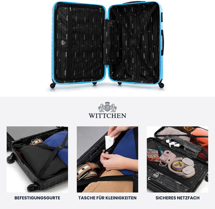 WITTCHEN Reisekoffer Rollkoffer Trolley Grosser Koffer Handgepäck Hartschale aus ABS mit 4 Spinner-R