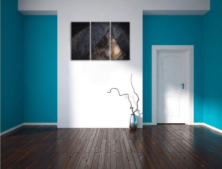 Pixxprint Süsser Lustiger Mobs Decke Kunst Pinsel Effekt 3-Teiler Leinwandbild 120x80 Bild auf Leinw