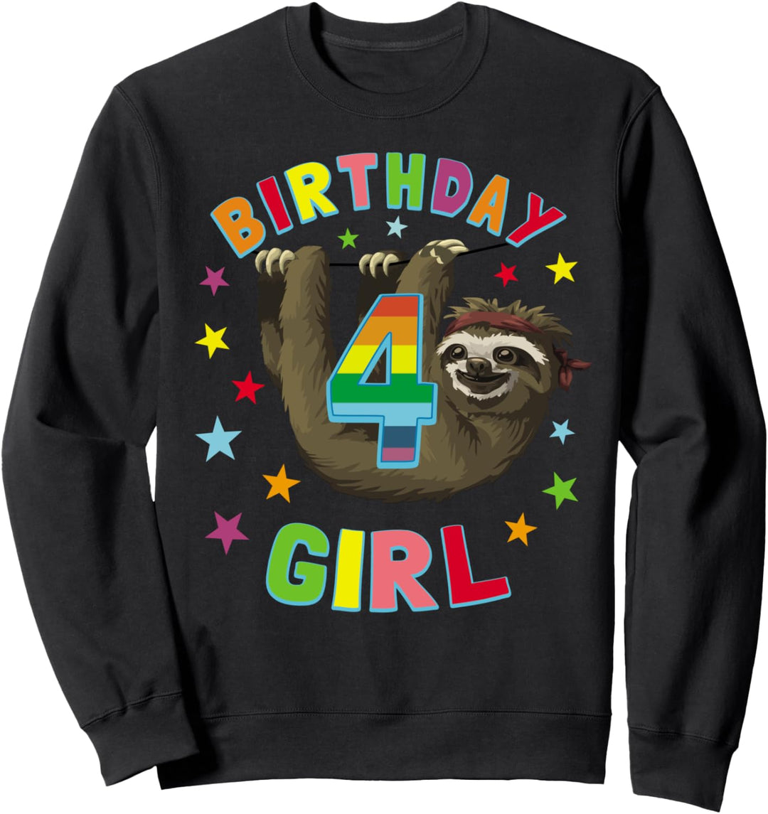 Mädchen 4. Geburtstag 4 Jahre alt Party Geschenk Faultier Sweatshirt