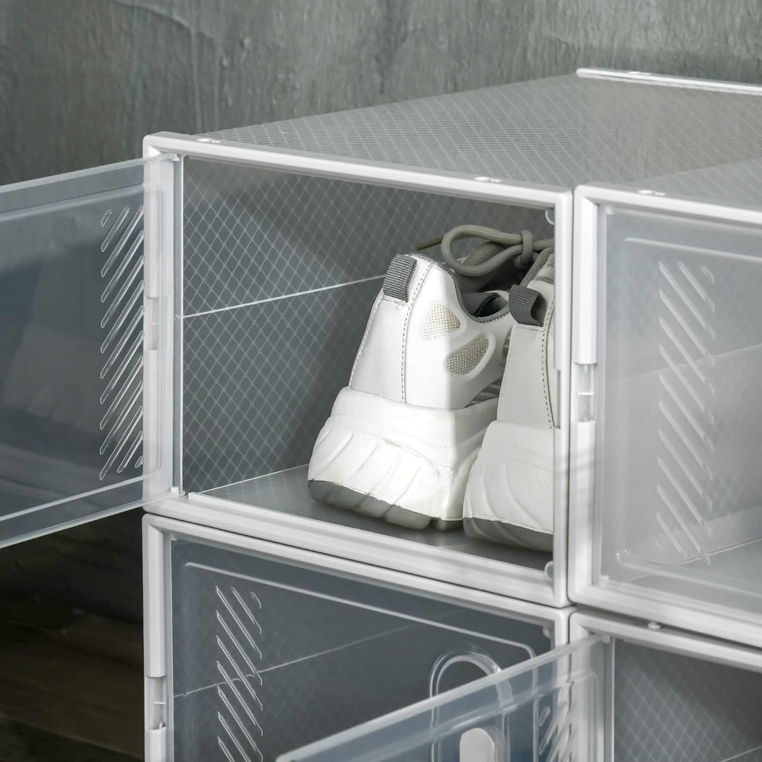 HOMCOM Schuhboxen stapelbar 8 Stück Schuhkarton mit Lüftungsöffnungen Schuhaufbewahrung Schuhablage