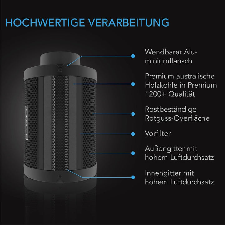 AC Infinity Aktivkohlefilter 250 mm – mit Premium-Aktivkohle aus Australien, passend für Inline-Lüft