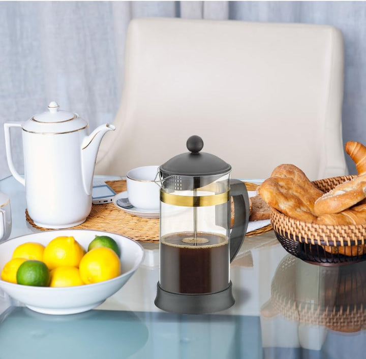 Cilio Kaffeebereiter MARIELLA ORO – 1L, 8 Tassen - Stillvolle Kaffeepresse aus Borosilikatglas/Rand