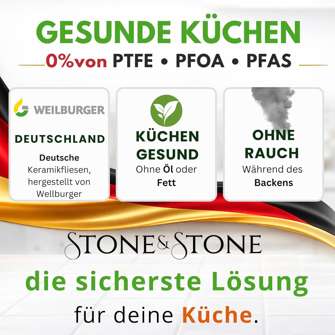 Stone&Stone Bratpfanne 32 cm Induktion deutsche Keramik-Antihaftbeschichtung GREBLON Q-LINE CK gross