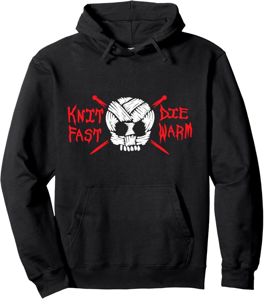 Stricken lustiger Spruch - KNIT FAST DIE WARM - Geschenk Pullover Hoodie