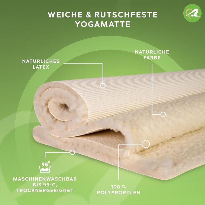 Bausinger Yogamatte Sensitive, Florhöhe 20mm, 75 x 200 cm, natur