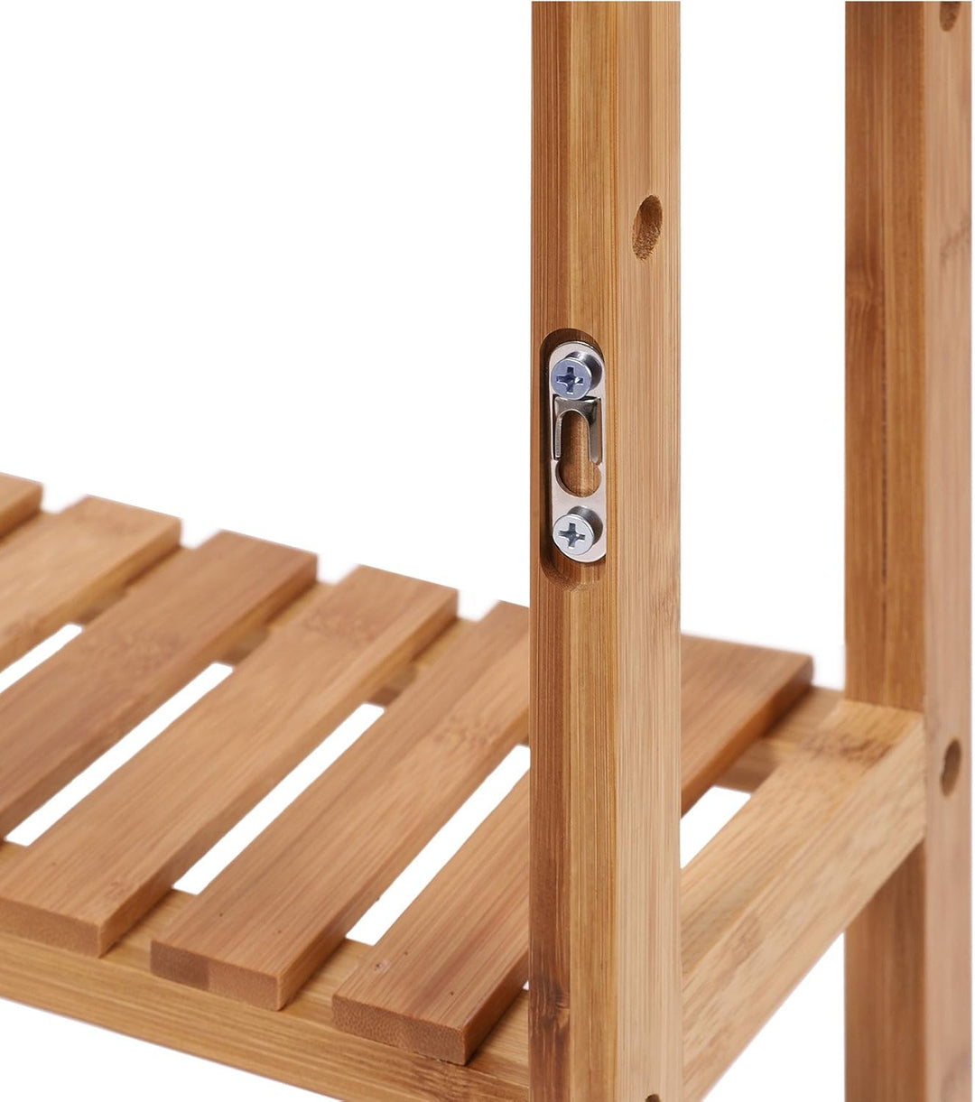 SONGMICS Badregal, Badezimmerregal, Bambus-Regal, Pflanzenregal mit 3 verstellbaren Ablagen, Wandmon