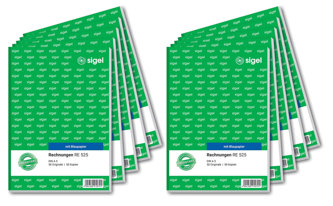 SIGEL RE525/10 Rechnungen A5, 2x50 Blatt, 10er Pack 10 Stück, 10 Stück