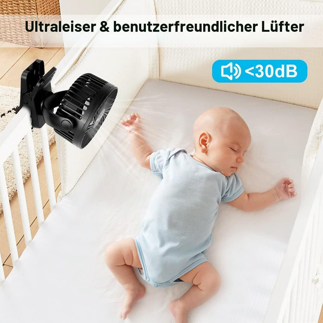 ELZO 12000mAh Camping Ventilator, Wiederaufladbarer Tischventilator USB Mini Ventilator mit LED Lich