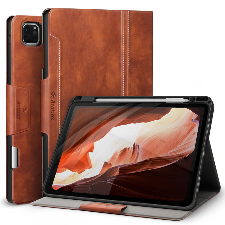 Antbox Leder Hülle für iPad Pro 11 2022/2021/2020/2018 (4./3./2./1. Generation) mit Stifthalter Auto