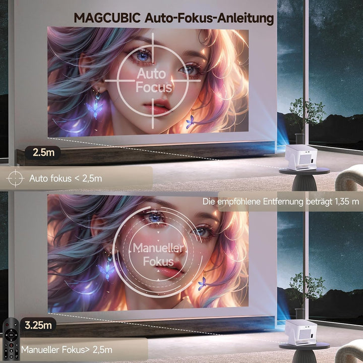Magcubic Mini Beamer 4K & 8K 1080P Unterstützt, Projektor Tragbarer mit Android 14 WiFi 6 Bluetooth
