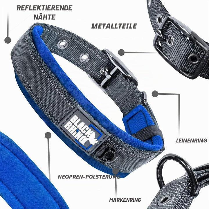Black Rhino - Das Comfort Halsband Super Weiches Neopren Gepostertes Hundehalsband für alle Hunderas