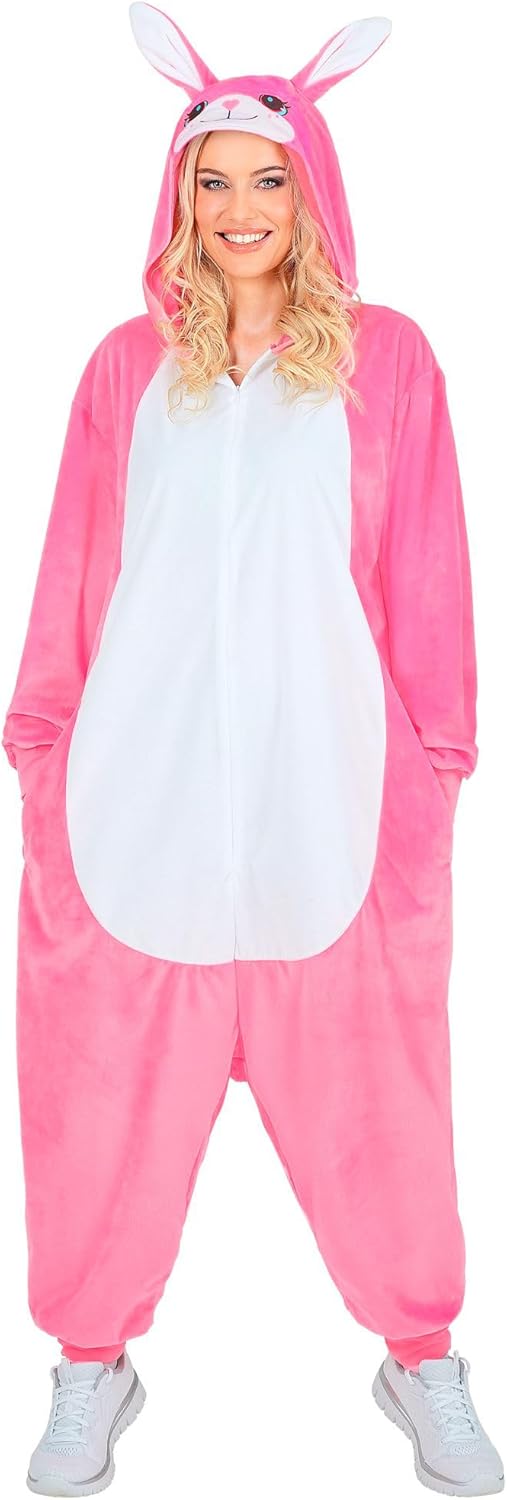 W WIDMANN MILANO Party Fashion - Tier Overall für Erwachsene, weicher Plüsch Jumpsuit mit Kapuze, Ti