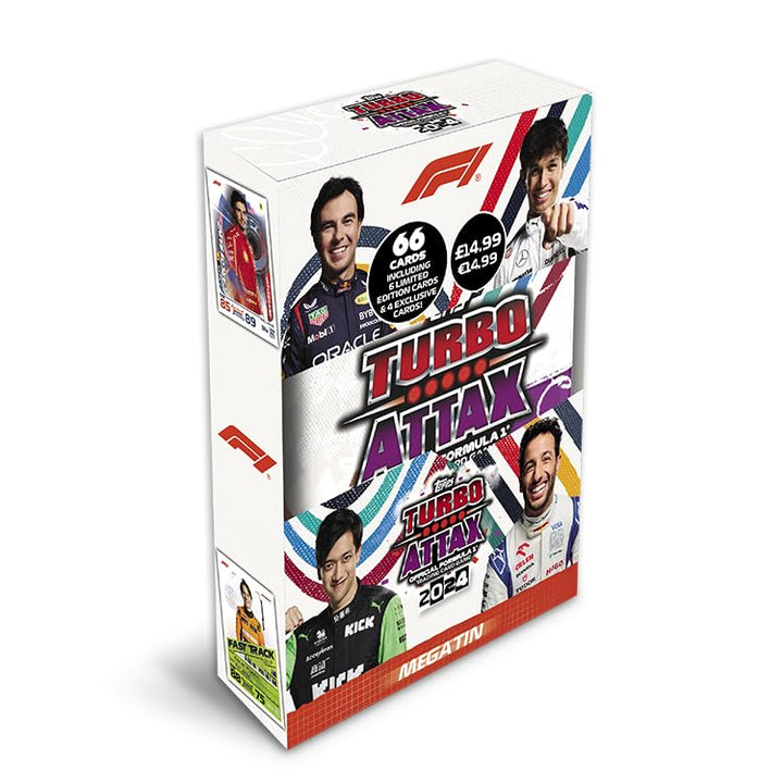 Topps Turbo Attax Formel 1 2024 - Mega Tin - Fast Track - enthält 66 Karten, darunter 6 LE&