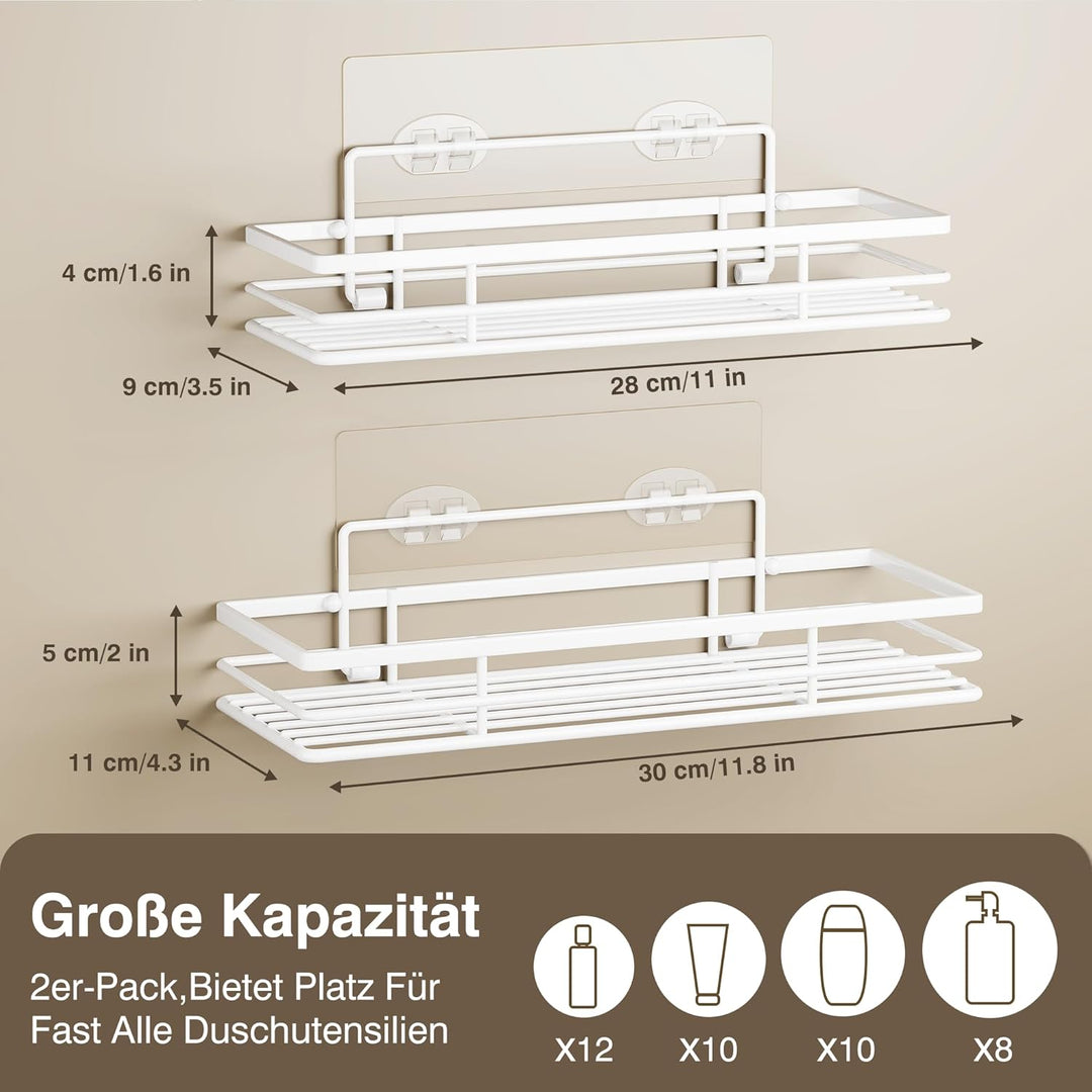 saffruff Duschablage Ohne Bohren 2 Stück Duschregal Weiss Duschkorb Badezimmer Organizer, Regal Badr