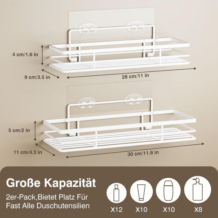 saffruff Duschablage Ohne Bohren 2 Stück Duschregal Weiss Duschkorb Badezimmer Organizer, Regal Badr