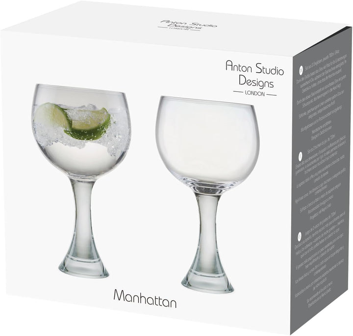 Anton Studio Designs Manhattan Gin-Gläser, durchsichtig, Set aus 2 Gläsern, Gin-Gläser