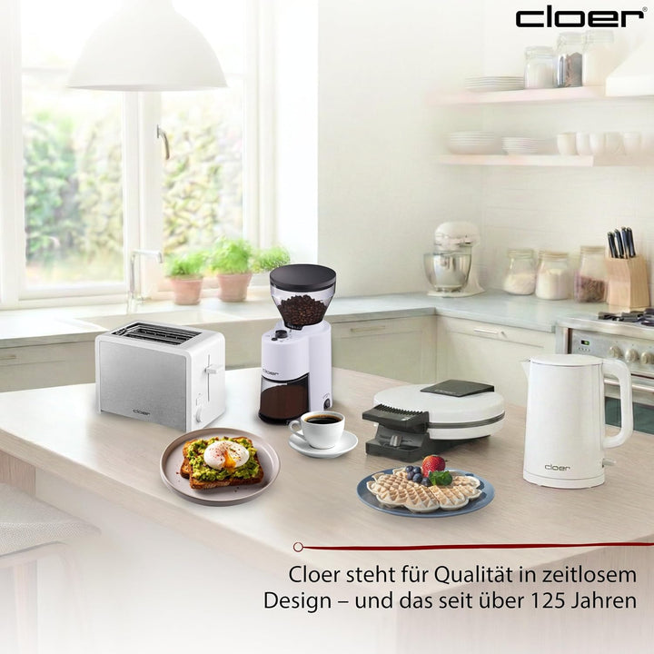 Cloer 3211 Toaster, 825 W, für 2 Toastscheiben, integrierter Brötchenaufsatz, Nachhebevorrichtung, K