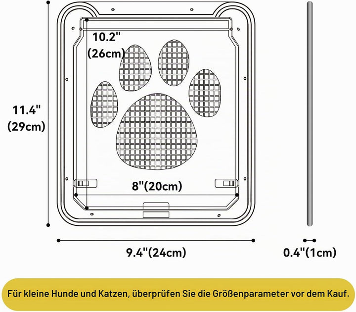 PETLESO Katzenklappe für Fliegengittertür, Freiheit für Haustiere EIN- oder Aussteigen Haustierklapp