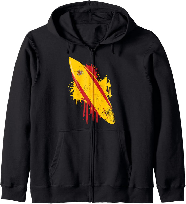 Surfbrett Vintage mit Spanien Flagge - Surfen &amp; Surfen Kapuzenjacke